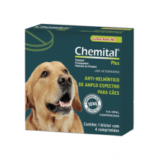 Vermífugo Chemital Plus Cães 4 comprimidos