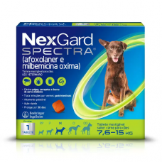 Combo NexGard Spectra Anti Pulgas e Carrapatos Cães de 7,6kg a 15kg com 3 Tablets